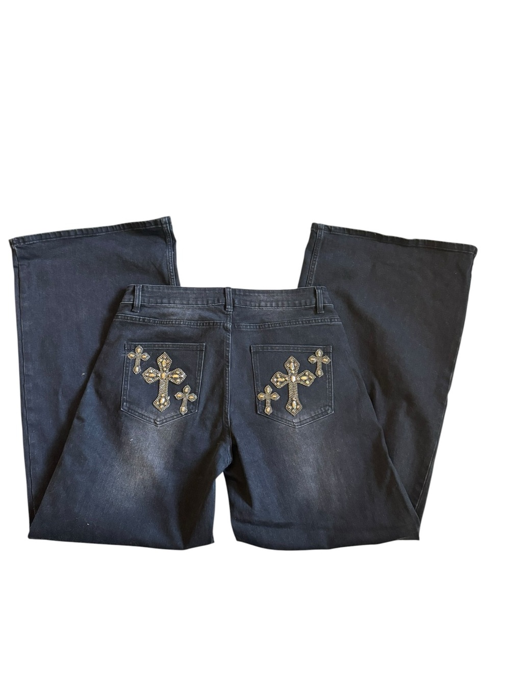 Dolls Kill Current Mood Sinful Attitude Wide Leg Jeans Cross Y2K Baggy